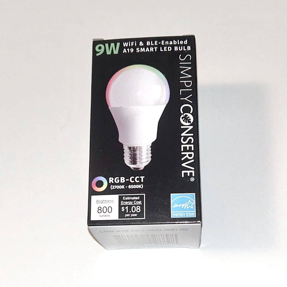Simply Conserve 9W WiFi & BLE - Enabled A19 Smart LED Bulb (BRAND NEW IN BOX)